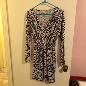 White and black cheetah long sleeve dress